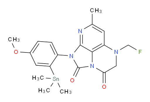5-(fluoromethyl)-1-(4-methoxy-2-(trimethylstannyl)phenyl)-7-methyl-4,5-dihydro-1H-1,2a,5,8-tetraazaacenaphthylene-2,3-dione
