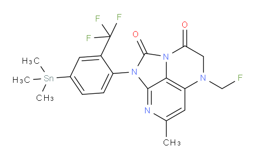 5-(fluoromethyl)-7-methyl-1-(2-(trifluoromethyl)-4-(trimethylstannyl)phenyl)-4,5-dihydro-1H-1,2a,5,8-tetraazaacenaphthylene-2,3-dione