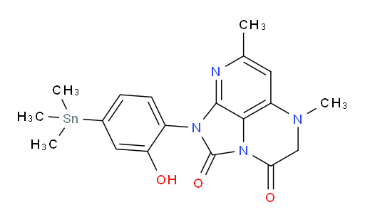 1-(2-hydroxy-4-(trimethylstannyl)phenyl)-5,7-dimethyl-4,5-dihydro-1H-1,2a,5,8-tetraazaacenaphthylene-2,3-dione
