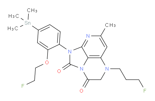 1-(2-(2-fluoroethoxy)-4-(trimethylstannyl)phenyl)-5-(3-fluoropropyl)-7-methyl-4,5-dihydro-1H-1,2a,5,8-tetraazaacenaphthylene-2,3-dione