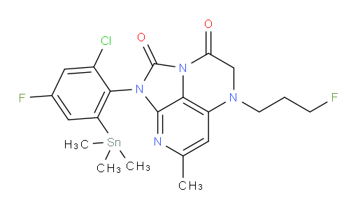1-(2-chloro-4-fluoro-6-(trimethylstannyl)phenyl)-5-(3-fluoropropyl)-7-methyl-4,5-dihydro-1H-1,2a,5,8-tetraazaacenaphthylene-2,3-dione