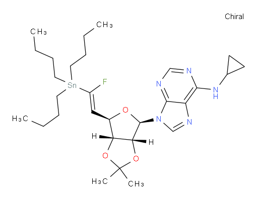 N-cyclopropyl-9-((3aR,4R,6R,6aR)-6-((E)-2-fluoro-2-(tributylstannyl)vinyl)-2,2-dimethyltetrahydrofuro[3,4-d][1,3]dioxol-4-yl)-9H-purin-6-amine