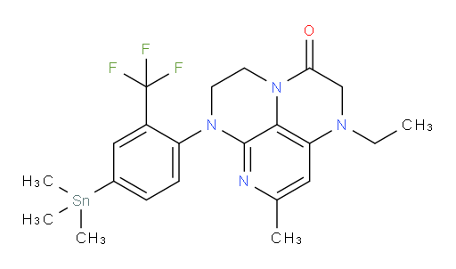 1-ethyl-8-methyl-6-(2-(trifluoromethyl)-4-(trimethylstannyl)phenyl)-1,2,5,6-tetrahydro-1,3a,6,7-tetraazaphenalen-3(4H)-one