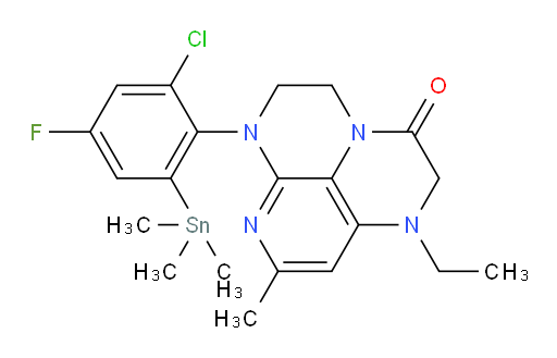 6-(2-chloro-4-fluoro-6-(trimethylstannyl)phenyl)-1-ethyl-8-methyl-1,2,5,6-tetrahydro-1,3a,6,7-tetraazaphenalen-3(4H)-one