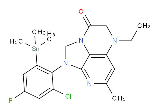 1-(2-chloro-4-fluoro-6-(trimethylstannyl)phenyl)-5-ethyl-7-methyl-4,5-dihydro-1H-1,2a,5,8-tetraazaacenaphthylen-3(2H)-one