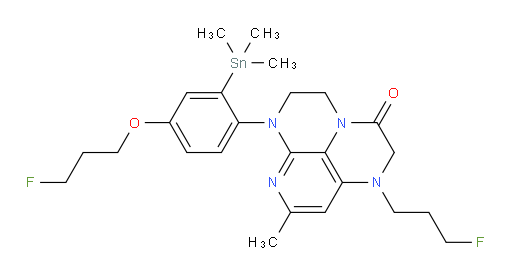 6-(4-(3-fluoropropoxy)-2-(trimethylstannyl)phenyl)-1-(3-fluoropropyl)-8-methyl-1,2,5,6-tetrahydro-1,3a,6,7-tetraazaphenalen-3(4H)-one