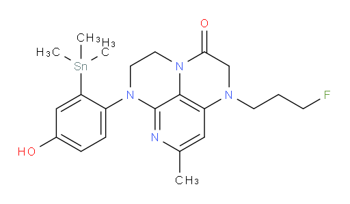 1-(3-fluoropropyl)-6-(4-hydroxy-2-(trimethylstannyl)phenyl)-8-methyl-1,2,5,6-tetrahydro-1,3a,6,7-tetraazaphenalen-3(4H)-one