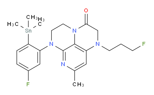 6-(5-fluoro-2-(trimethylstannyl)phenyl)-1-(3-fluoropropyl)-8-methyl-1,2,5,6-tetrahydro-1,3a,6,7-tetraazaphenalen-3(4H)-one