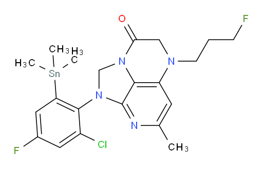 1-(2-chloro-4-fluoro-6-(trimethylstannyl)phenyl)-5-(3-fluoropropyl)-7-methyl-4,5-dihydro-1H-1,2a,5,8-tetraazaacenaphthylen-3(2H)-one