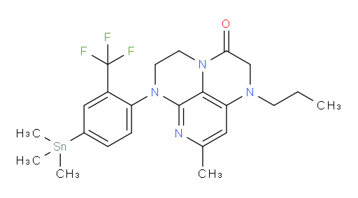 8-methyl-1-propyl-6-(2-(trifluoromethyl)-4-(trimethylstannyl)phenyl)-1,2,5,6-tetrahydro-1,3a,6,7-tetraazaphenalen-3(4H)-one