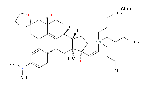 (5R,8S,11R,13S,14S,17R)-11-(4-(dimethylamino)phenyl)-13-methyl-17-((Z)-2-(tributylstannyl)vinyl)-1,2,4,5,6,7,8,11,12,13,14,15,16,17-tetradecahydrospiro[cyclopenta[a]phenanthrene-3,2'-[1,3]dioxolane]-5,17-diol