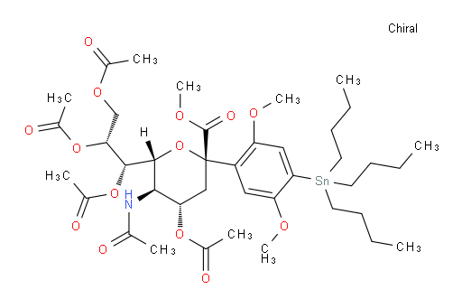 (1S,2R)-1-((2R,3R,4S,6S)-3-acetamido-4-acetoxy-6-(2,5-dimethoxy-4-(tributylstannyl)phenyl)-6-(methoxycarbonyl)tetrahydro-2H-pyran-2-yl)propane-1,2,3-triyl triacetate