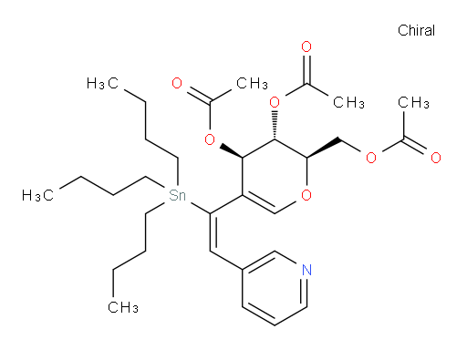 (2R,3S,4R)-2-(acetoxymethyl)-5-((E)-2-(pyridin-3-yl)-1-(tributylstannyl)vinyl)-3,4-dihydro-2H-pyran-3,4-diyl diacetate