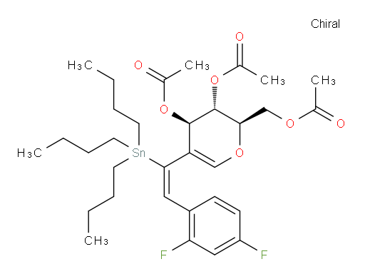 (2R,3S,4R)-2-(acetoxymethyl)-5-((E)-2-(2,4-difluorophenyl)-1-(tributylstannyl)vinyl)-3,4-dihydro-2H-pyran-3,4-diyl diacetate