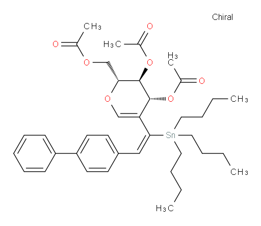 (2R,3S,4R)-5-((E)-2-([1,1'-biphenyl]-4-yl)-1-(tributylstannyl)vinyl)-2-(acetoxymethyl)-3,4-dihydro-2H-pyran-3,4-diyl diacetate