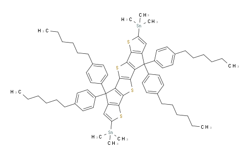 1,1′-[4,4,9,9-Tetrakis(4-hexylphenyl)-4,9-dihydrothieno[3′,2′:4,5]cyclopenta[1,2-b]thieno[2′′,3′′:3′,4′]cyclopenta[1′,2′:4,5]thieno[2,3-d]thiophene-2,7-diyl]bis[1,1,1-trimethylstannane]