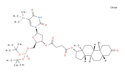 (2R,3S,5R)-2-(((di-tert-butoxyphosphoryl)oxy)methyl)-5-(2,4-dioxo-5-(trimethylstannyl)-3,4-dihydropyrimidin-1(2H)-yl)tetrahydrofuran-3-yl ((5S,8R,9S,10S,13S,14S,17S)-10,13-dimethyl-3-oxohexadecahydro-1H-cyclopenta[a]phenanthren-17-yl) succinate
