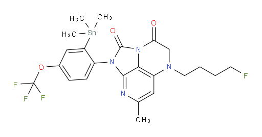 5-(4-fluorobutyl)-7-methyl-1-(4-(trifluoromethoxy)-2-(trimethylstannyl)phenyl)-4,5-dihydro-1H-1,2a,5,8-tetraazaacenaphthylene-2,3-dione