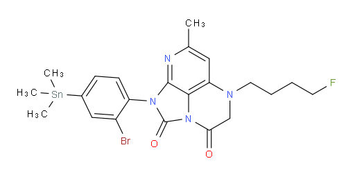 1-(2-bromo-4-(trimethylstannyl)phenyl)-5-(4-fluorobutyl)-7-methyl-4,5-dihydro-1H-1,2a,5,8-tetraazaacenaphthylene-2,3-dione