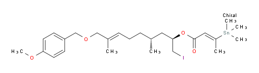 (E)-(2R,4R,E)-1-iodo-9-((4-methoxybenzyl)oxy)-4,8-dimethylnon-7-en-2-yl 3-(trimethylstannyl)but-2-enoate