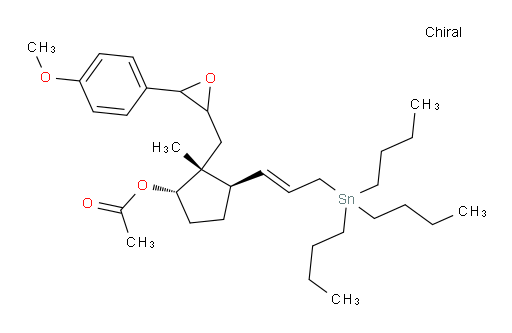(1S,2R,3R)-2-((3-(4-methoxyphenyl)oxiran-2-yl)methyl)-2-methyl-3-((E)-3-(tributylstannyl)prop-1-en-1-yl)cyclopentyl acetate