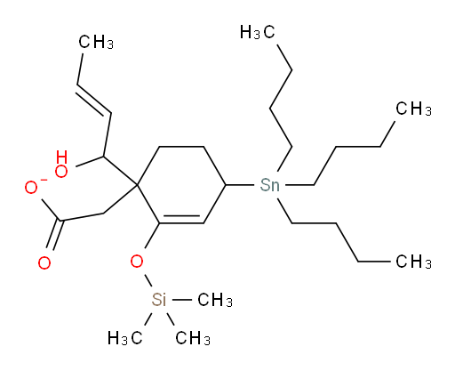 (E)-2-(1-(1-hydroxybut-2-en-1-yl)-4-(tributylstannyl)-2-((trimethylsilyl)oxy)cyclohex-2-en-1-yl)acetate