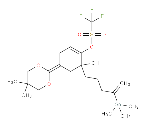 4-(5,5-dimethyl-1,3-dioxan-2-ylidene)-6-methyl-6-(4-(trimethylstannyl)pent-4-en-1-yl)cyclohex-1-en-1-yl trifluoromethanesulfonate