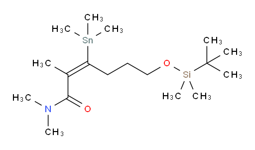 (E)-6-((tert-butyldimethylsilyl)oxy)-N,N,2-trimethyl-3-(trimethylstannyl)hex-2-enamide