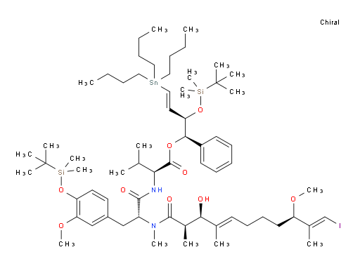 (S)-(1R,2R,E)-2-((tert-butyldimethylsilyl)oxy)-1-phenyl-4-(tributylstannyl)but-3-en-1-yl 2-((R)-3-(4-((tert-butyldimethylsilyl)oxy)-3-methoxyphenyl)-2-((2R,3R,4E,9R,10E)-3-hydroxy-11-iodo-9-methoxy-N,2,4,10-tetramethylundeca-4,10-dienamido)propanamido)-3-methylbutanoate