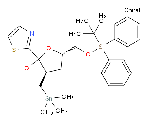 (3R,5S)-5-(((tert-butyldiphenylsilyl)oxy)methyl)-2-(thiazol-2-yl)-3-((trimethylstannyl)methyl)tetrahydrofuran-2-ol