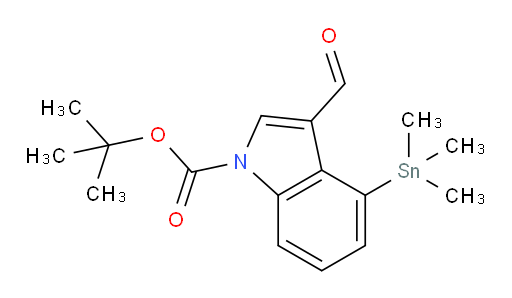 叔丁基 3-醛基-4-(三甲基锡基)-1H-吲哚-1-甲酸酯