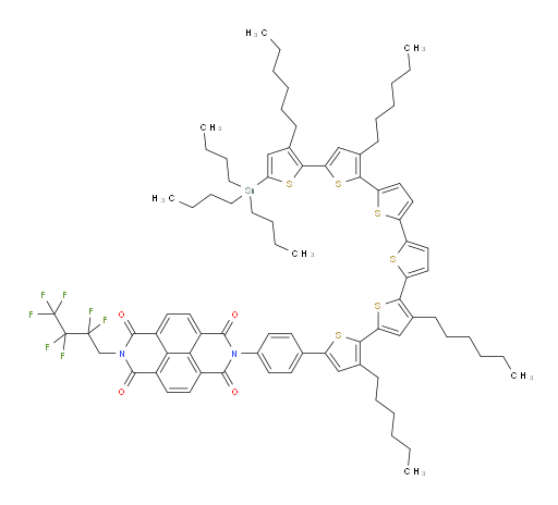 2-(2,2,3,3,4,4,4-heptafluorobutyl)-7-(4-(3,3'''',3''''',4'-tetrahexyl-5'''''-(tributylstannyl)-[2,2':5',2'':5'',2''':5''',2'''':5'''',2'''''-sexithiophen]-5-yl)phenyl)benzo[lmn][3,8]phenanthroline-1,3,6,8(2H,7H)-tetraone