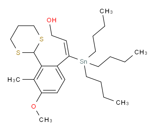 (E)-3-(2-(1,3-dithian-2-yl)-4-methoxy-3-methylphenyl)-3-(tributylstannyl)prop-2-en-1-ol