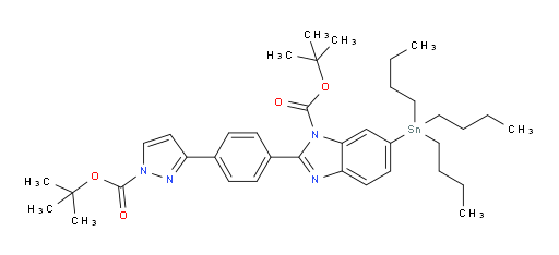 tert-butyl 2-(4-(1-(tert-butoxycarbonyl)-1H-pyrazol-3-yl)phenyl)-6-(tributylstannyl)-1H-benzo[d]imidazole-1-carboxylate