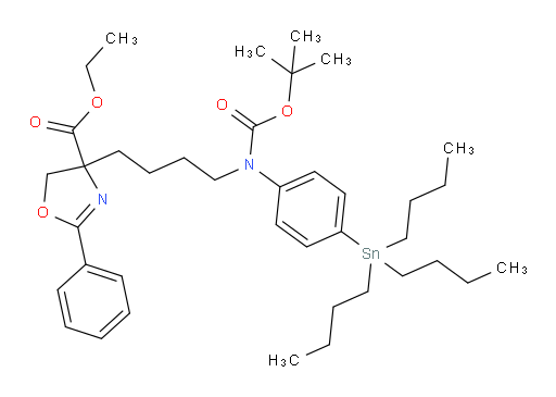 ethyl 4-(4-((tert-butoxycarbonyl)(4-(tributylstannyl)phenyl)amino)butyl)-2-phenyl-4,5-dihydrooxazole-4-carboxylate
