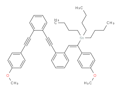 (E)-tributyl(1-(4-methoxyphenyl)-2-(2-((2-((4-methoxyphenyl)ethynyl)phenyl)ethynyl)phenyl)vinyl)stannane