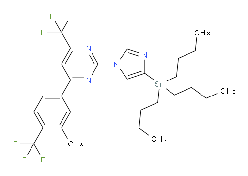 4-(3-methyl-4-(trifluoromethyl)phenyl)-2-(4-(tributylstannyl)-1H-imidazol-1-yl)-6-(trifluoromethyl)pyrimidine