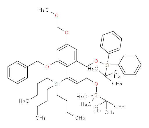 (E)-((3-(苄氧基)-2-(3-((叔丁基二甲基sil氧基))-1-(三丁基锡基)丙烯-1-基)-5-(甲氧基甲氧基)苄氧基))(叔丁基)二苯基硅烷