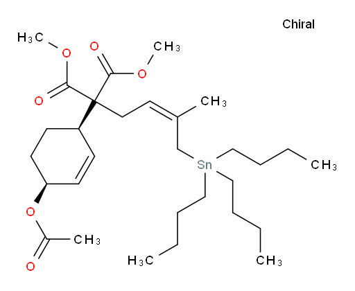 dimethyl 2-((1R,4S)-4-acetoxycyclohex-2-en-1-yl)-2-((Z)-3-methyl-4-(tributylstannyl)but-2-en-1-yl)malonate