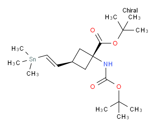 (1r,3r)-叔丁基 1-(BOC-氨基)-3-((E)-2-(三甲基锡基)乙烯基)环丁烷甲酸酯