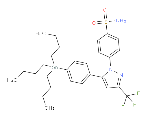 4-(5-(4-(tributylstannyl)phenyl)-3-(trifluoromethyl)-1H-pyrazol-1-yl)benzenesulfonamide
