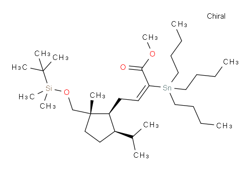 (E)-methyl 4-((1S,2S,5R)-2-(((tert-butyldimethylsilyl)oxy)methyl)-5-isopropyl-2-methylcyclopentyl)-2-(tributylstannyl)but-2-enoate