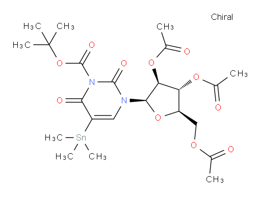 (2R,3R,4S,5R)-2-(乙酰氧基甲基)-5-(3-BOC--2,4-二氧代-5-(三甲基锡基)-3,4-二氢嘧啶-1(2H)-基)四氢呋喃-3,4-二基 二乙酸酯