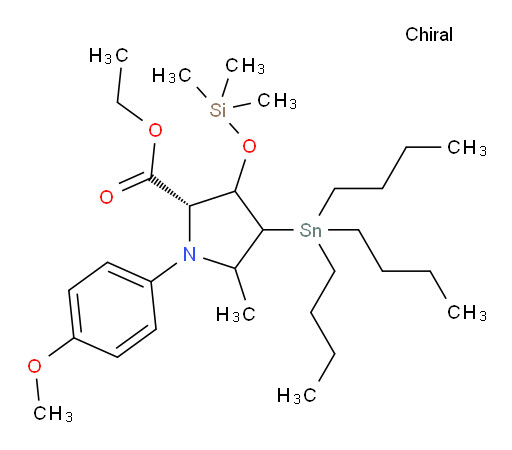 (2S)-ethyl 1-(4-methoxyphenyl)-5-methyl-4-(tributylstannyl)-3-((trimethylsilyl)oxy)pyrrolidine-2-carboxylate
