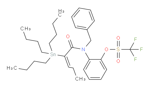 (E)-2-(N-benzyl-2-(tributylstannyl)pent-2-enamido)phenyl trifluoromethanesulfonate