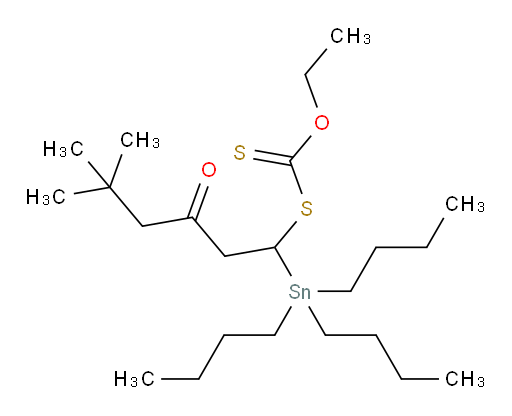 S-(5,5-dimethyl-3-oxo-1-(tributylstannyl)hexyl) O-ethyl carbonodithioate