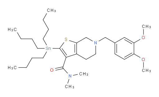 6-(3,4-dimethoxybenzyl)-N,N-dimethyl-2-(tributylstannyl)-4,5,6,7-tetrahydrothieno[2,3-c]pyridine-3-carboxamide