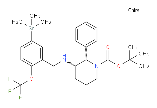 (2S,3S)-tert-butyl 2-phenyl-3-((2-(trifluoromethoxy)-5-(trimethylstannyl)benzyl)amino)piperidine-1-carboxylate