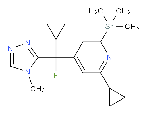 2-cyclopropyl-4-(cyclopropylfluoro(4-methyl-4H-1,2,4-triazol-3-yl)methyl)-6-(trimethylstannyl)pyridine