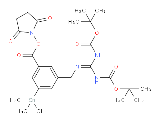 2,5-dioxopyrrolidin-1-yl 3-(((2,2,10,10-tetramethyl-4,8-dioxo-3,9-dioxa-5,7-diazaundecan-6-ylidene)amino)methyl)-5-(trimethylstannyl)benzoate